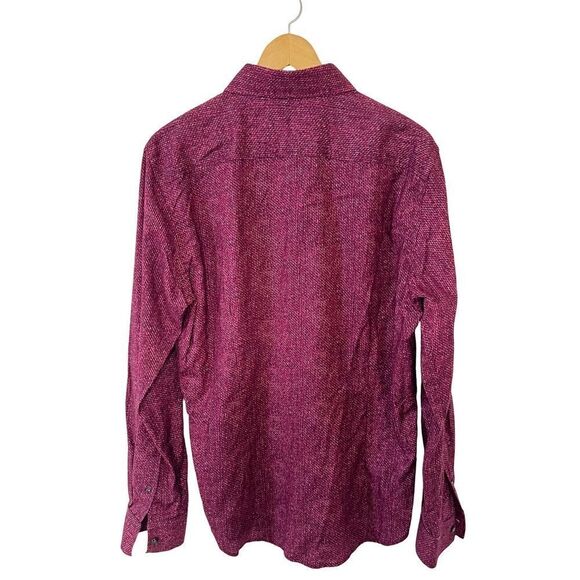 Robert Graham Dark Red Modern American Pattern 100% Cotton Stretch Dress Shirt - Picture 2 of 10